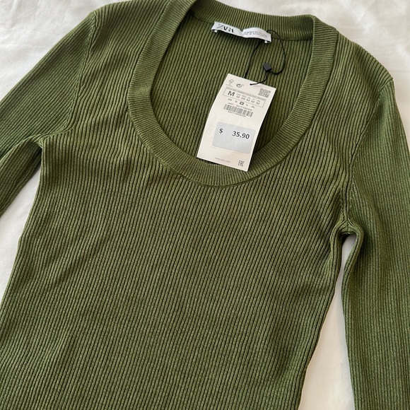 Zara ribbed green long sleeve - Picture 4 of 5